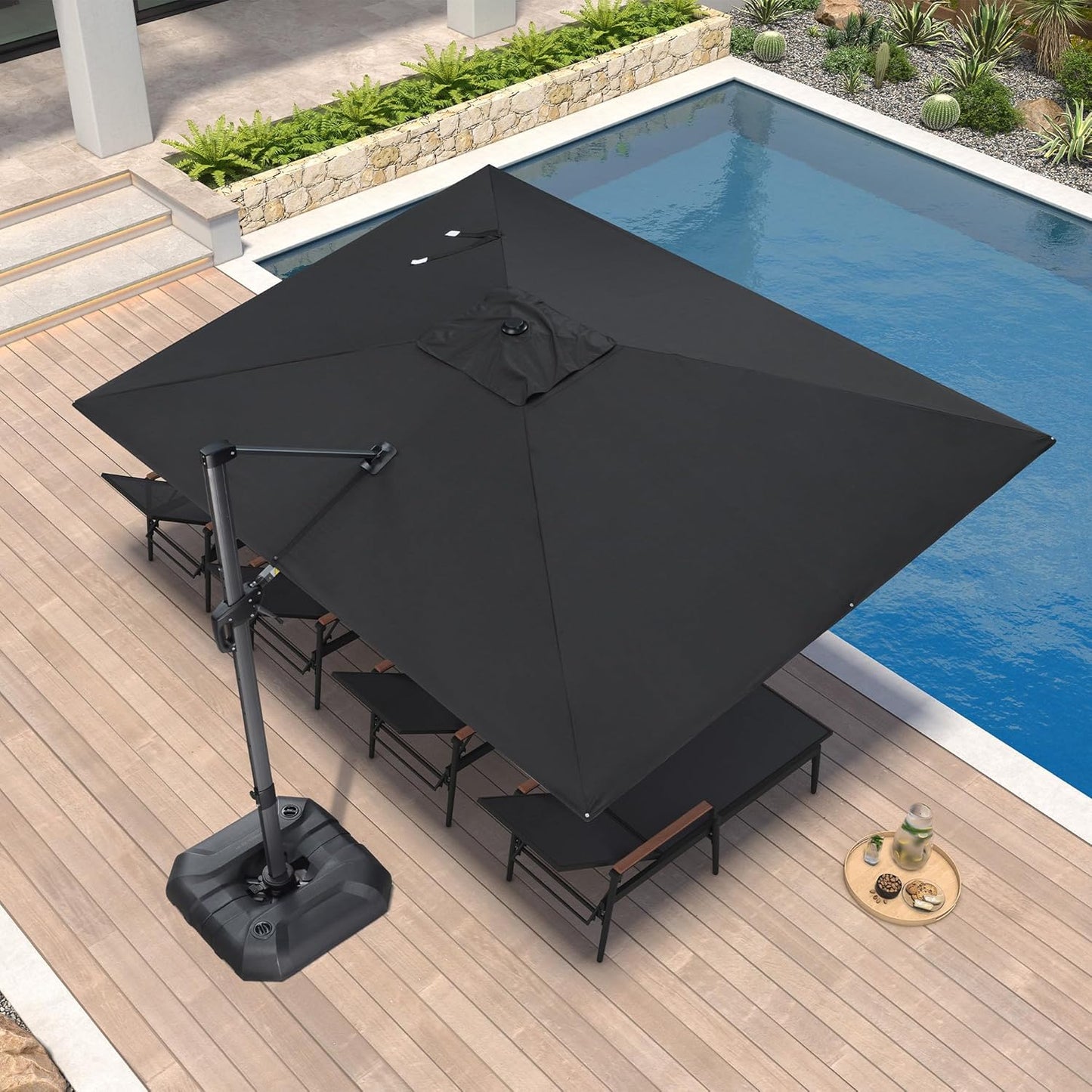 9' X 11.5' Patio Umbrella Outdoor Cantilever Rectangle Umbrella Aluminum Offset Umbrella with 360-Degree Rotation for Garden Deck Pool Patio, Grey