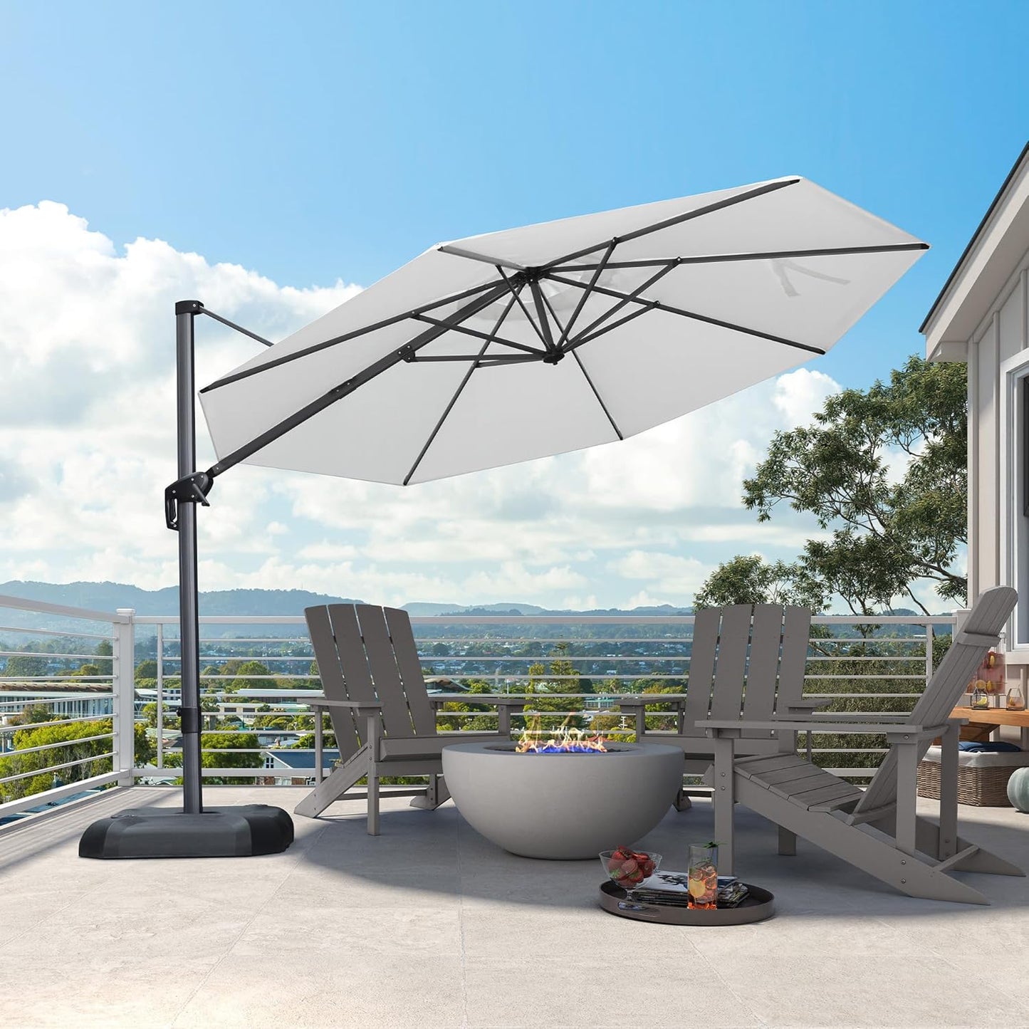 9' X 11.5' Patio Umbrella Outdoor Cantilever Rectangle Umbrella Aluminum Offset Umbrella with 360-Degree Rotation for Garden Deck Pool Patio, Grey