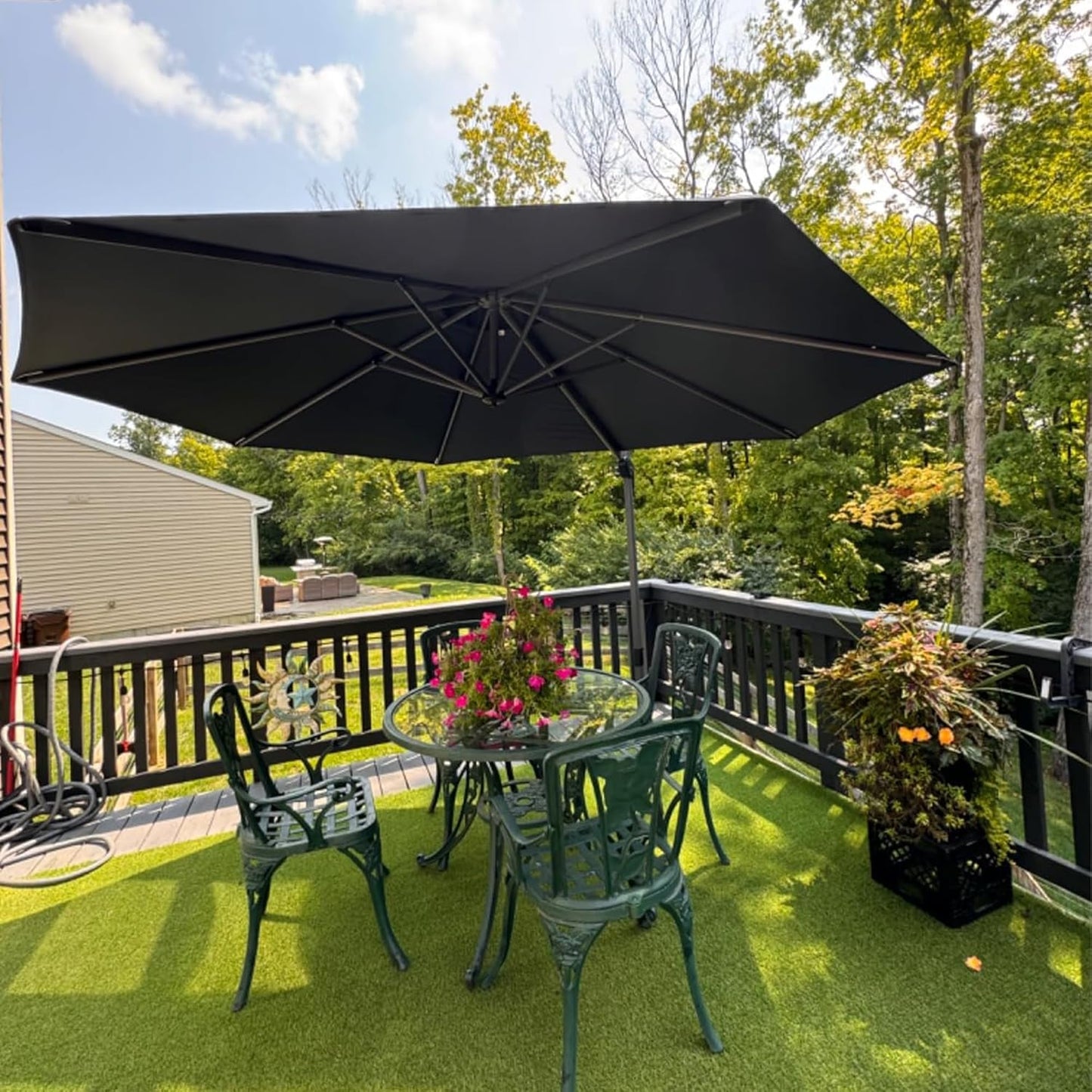 9' X 11.5' Patio Umbrella Outdoor Cantilever Rectangle Umbrella Aluminum Offset Umbrella with 360-Degree Rotation for Garden Deck Pool Patio, Grey
