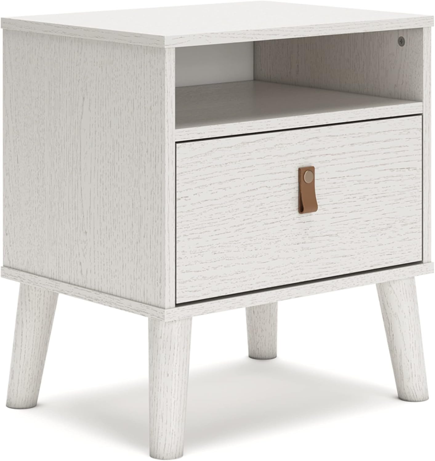 Piperton Modern Replicated Sugarberry 1 Drawer Nightstand, Black
