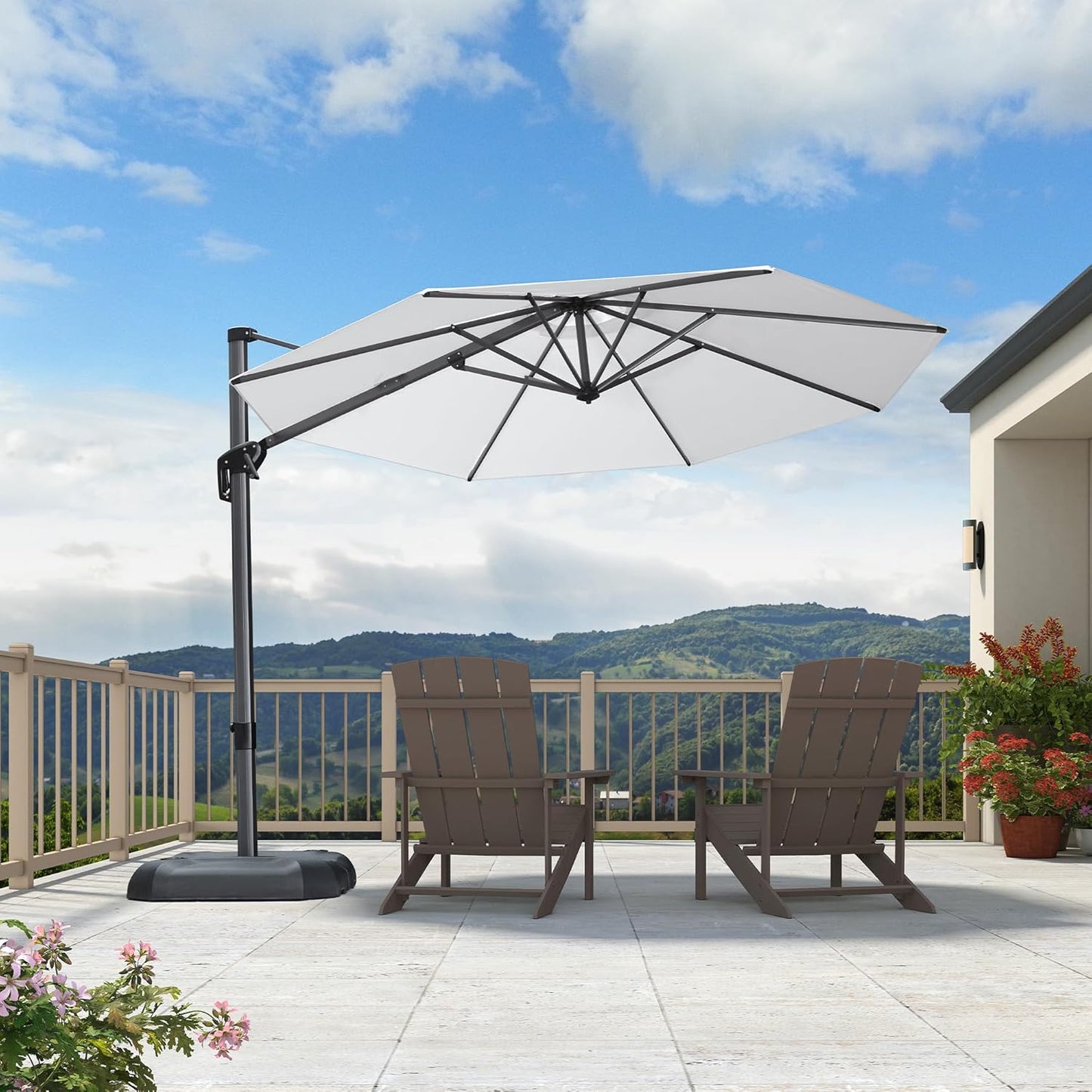 9' X 11.5' Patio Umbrella Outdoor Cantilever Rectangle Umbrella Aluminum Offset Umbrella with 360-Degree Rotation for Garden Deck Pool Patio, Grey