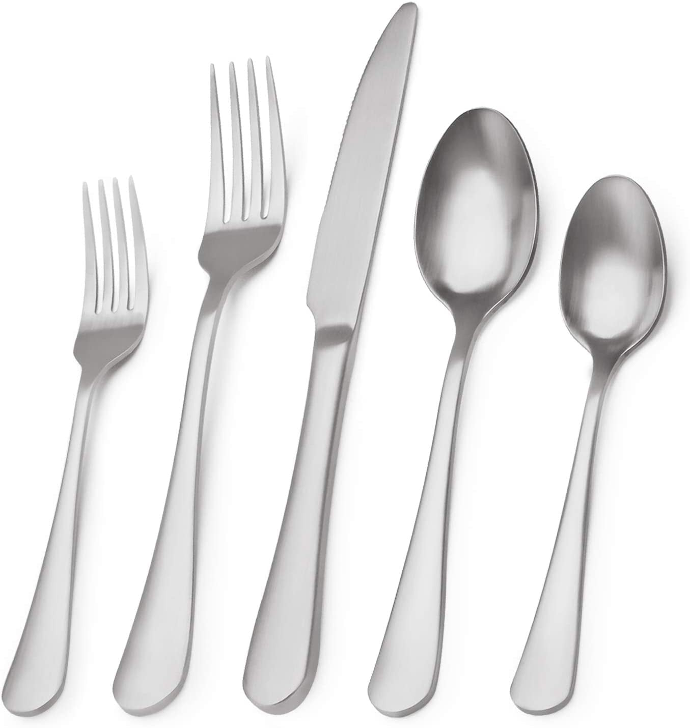 Matte Black Silverware Set, Satin Finish 20-Piece Stainless Steel Flatware Set,Kitchen Utensil Set Service for 4,Tableware Cutlery Set for Home and Restaurant, Dishwasher Safe