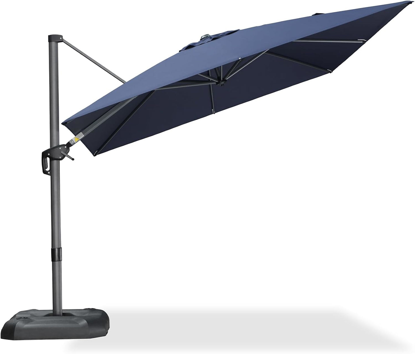 9' X 11.5' Patio Umbrella Outdoor Cantilever Rectangle Umbrella Aluminum Offset Umbrella with 360-Degree Rotation for Garden Deck Pool Patio, Grey