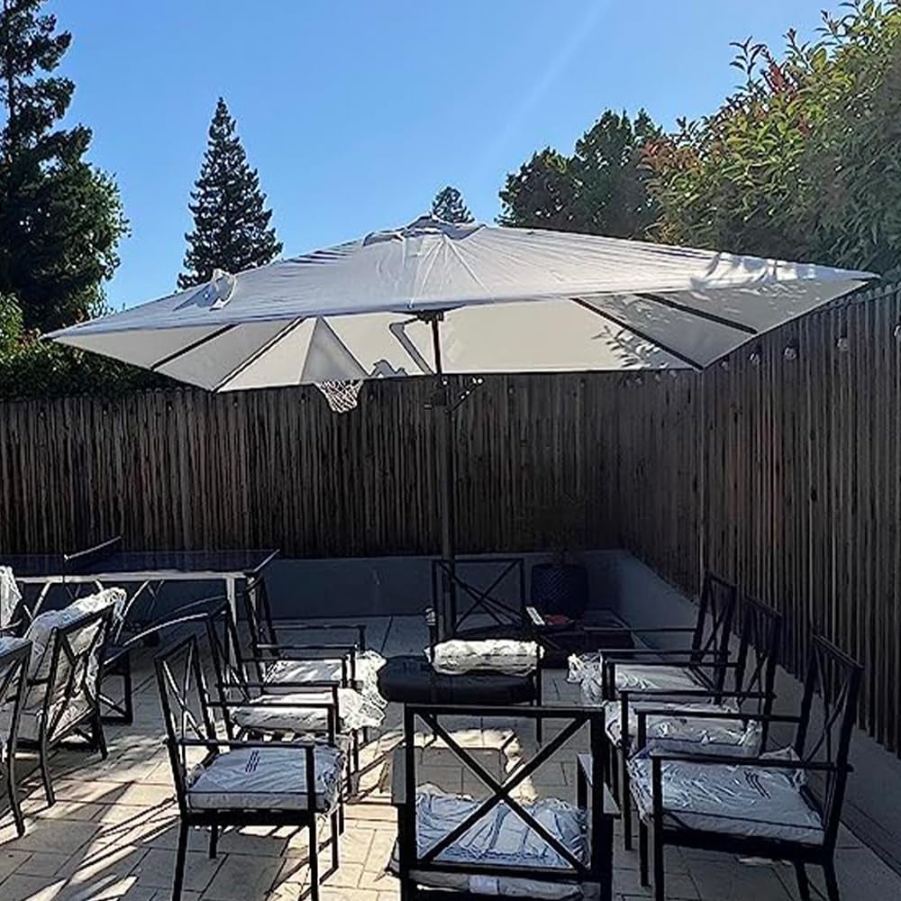 9' X 11.5' Patio Umbrella Outdoor Cantilever Rectangle Umbrella Aluminum Offset Umbrella with 360-Degree Rotation for Garden Deck Pool Patio, Grey