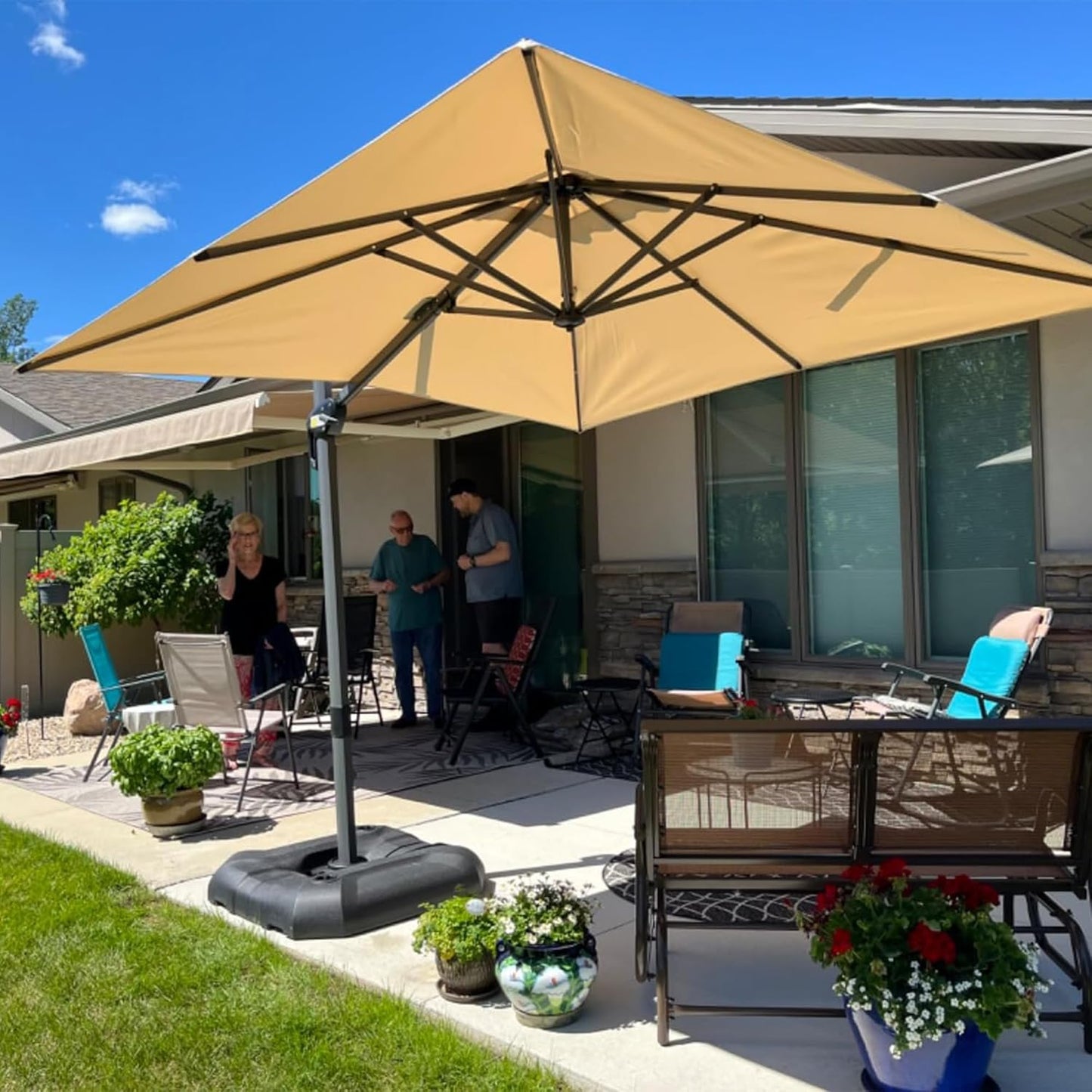 9' X 11.5' Patio Umbrella Outdoor Cantilever Rectangle Umbrella Aluminum Offset Umbrella with 360-Degree Rotation for Garden Deck Pool Patio, Grey
