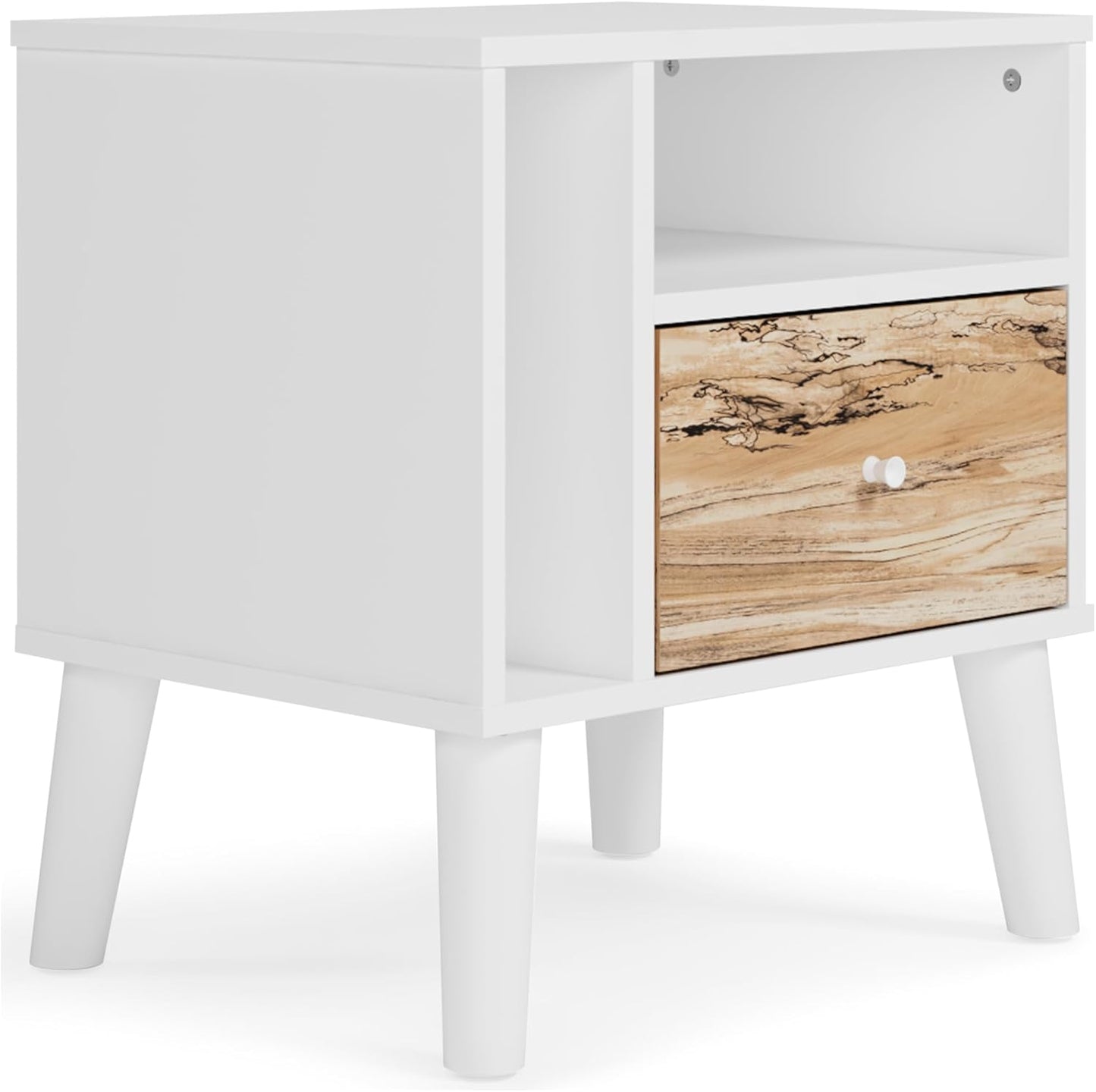 Piperton Modern Replicated Sugarberry 1 Drawer Nightstand, Black