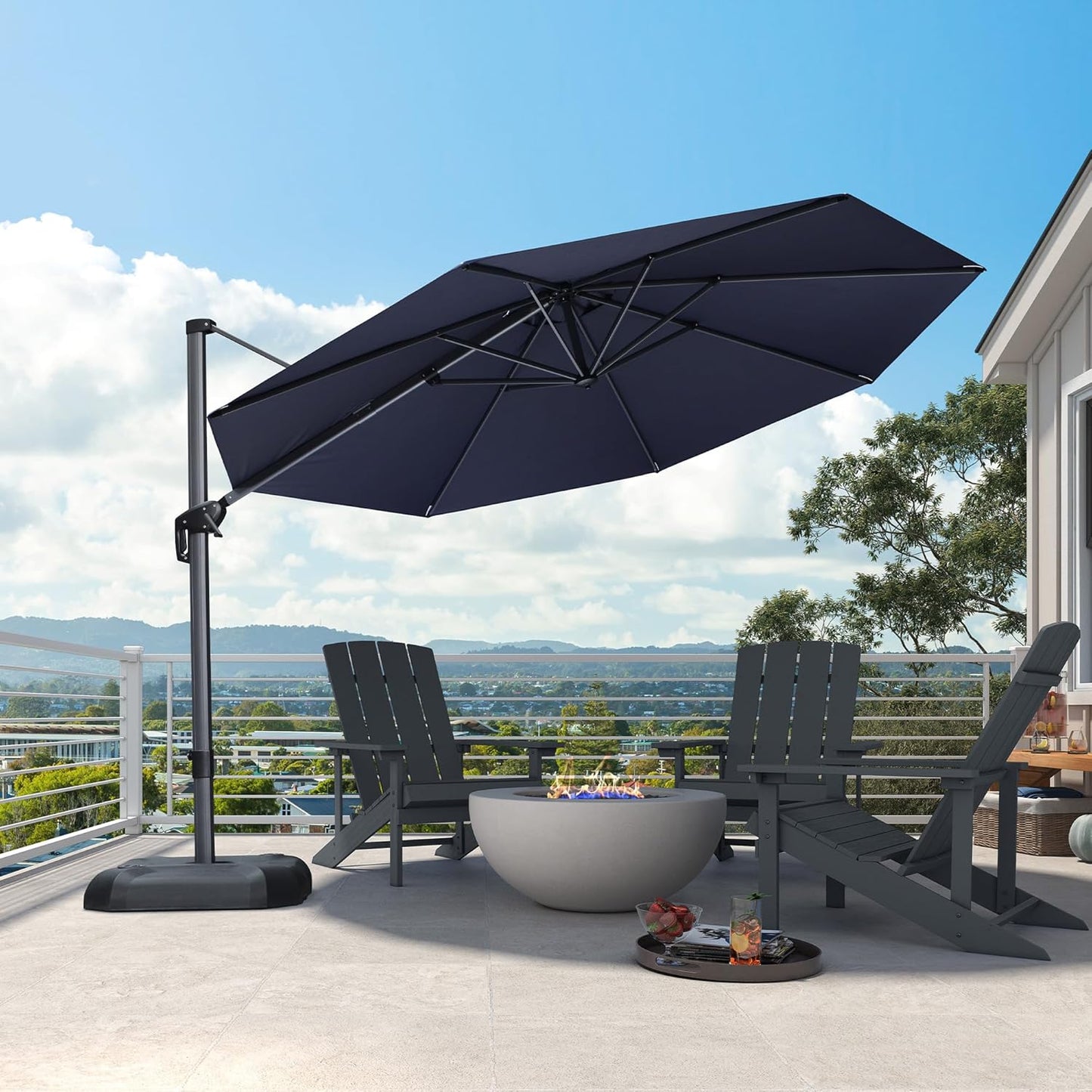 9' X 11.5' Patio Umbrella Outdoor Cantilever Rectangle Umbrella Aluminum Offset Umbrella with 360-Degree Rotation for Garden Deck Pool Patio, Grey