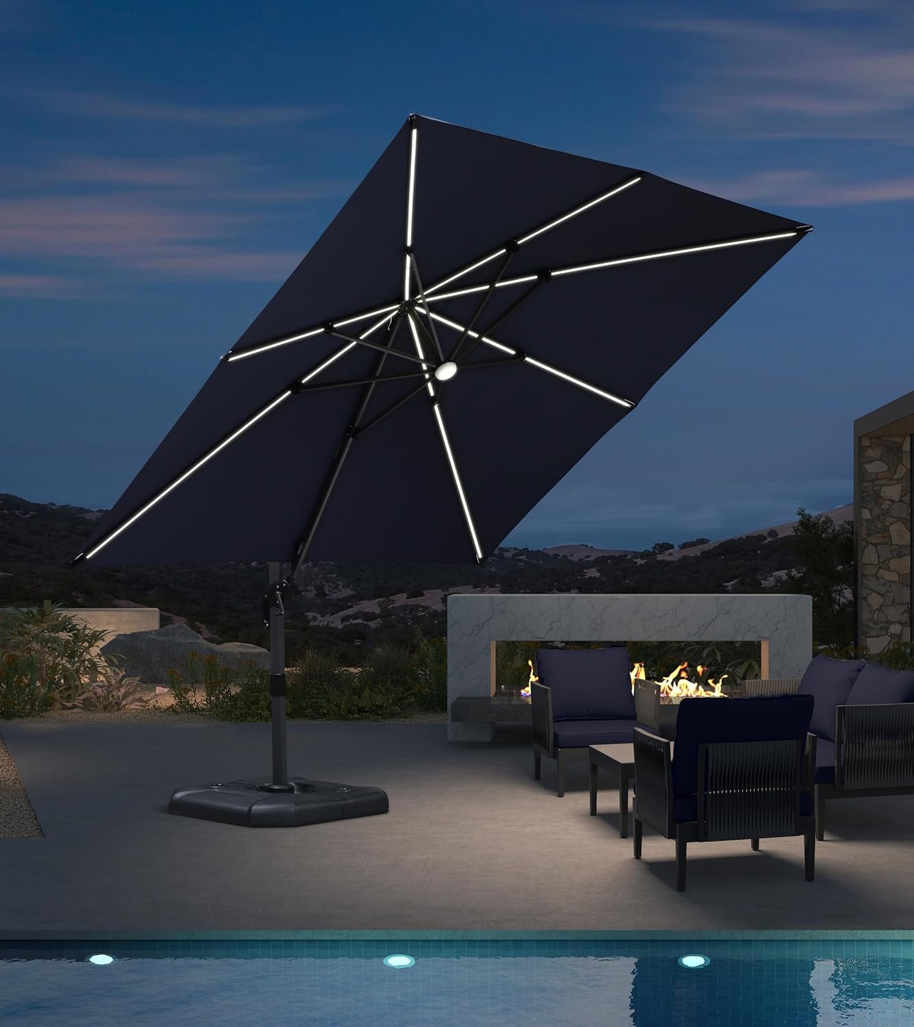 9' X 11.5' Patio Umbrella Outdoor Cantilever Rectangle Umbrella Aluminum Offset Umbrella with 360-Degree Rotation for Garden Deck Pool Patio, Grey