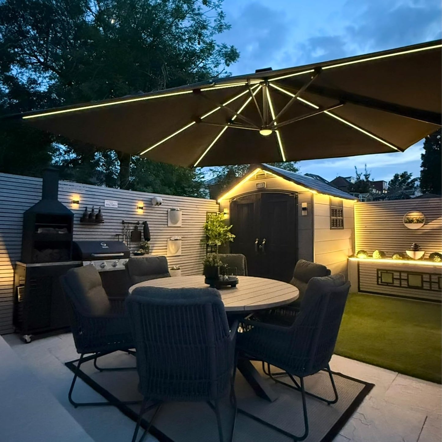 9' X 11.5' Patio Umbrella Outdoor Cantilever Rectangle Umbrella Aluminum Offset Umbrella with 360-Degree Rotation for Garden Deck Pool Patio, Grey