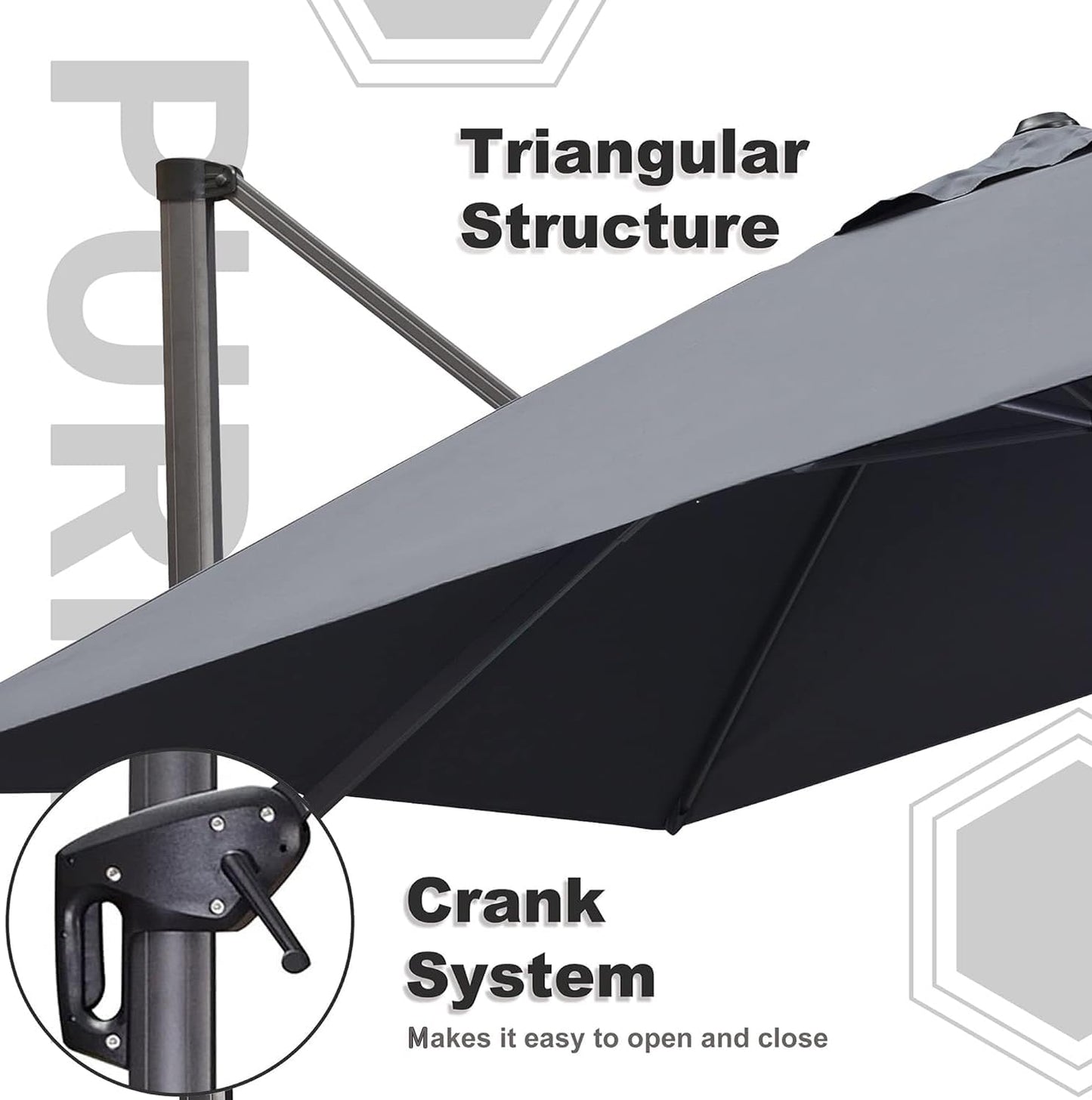 9' X 11.5' Patio Umbrella Outdoor Cantilever Rectangle Umbrella Aluminum Offset Umbrella with 360-Degree Rotation for Garden Deck Pool Patio, Grey