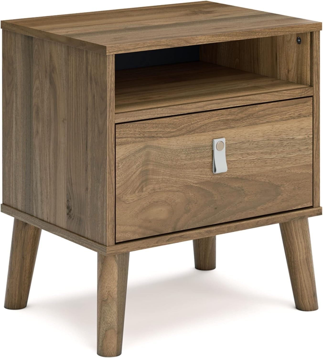 Piperton Modern Replicated Sugarberry 1 Drawer Nightstand, Black