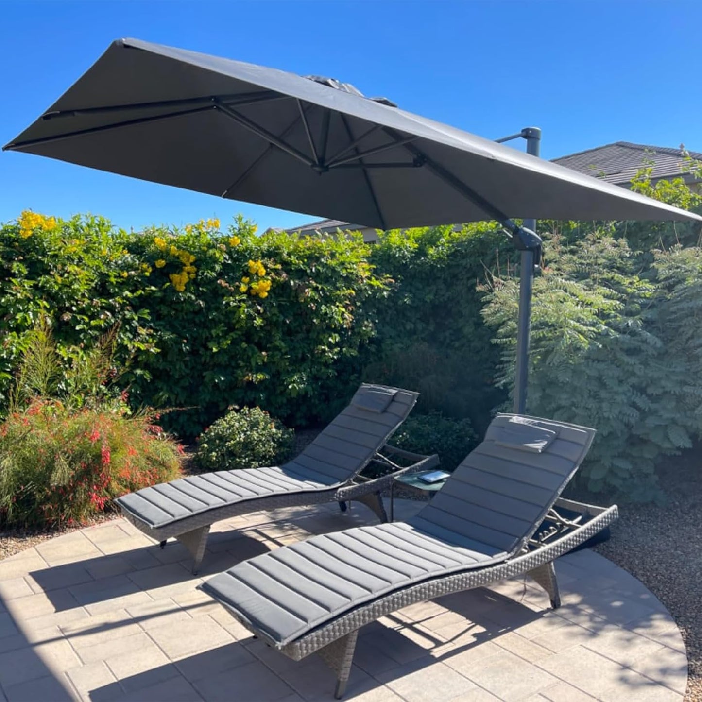9' X 11.5' Patio Umbrella Outdoor Cantilever Rectangle Umbrella Aluminum Offset Umbrella with 360-Degree Rotation for Garden Deck Pool Patio, Grey