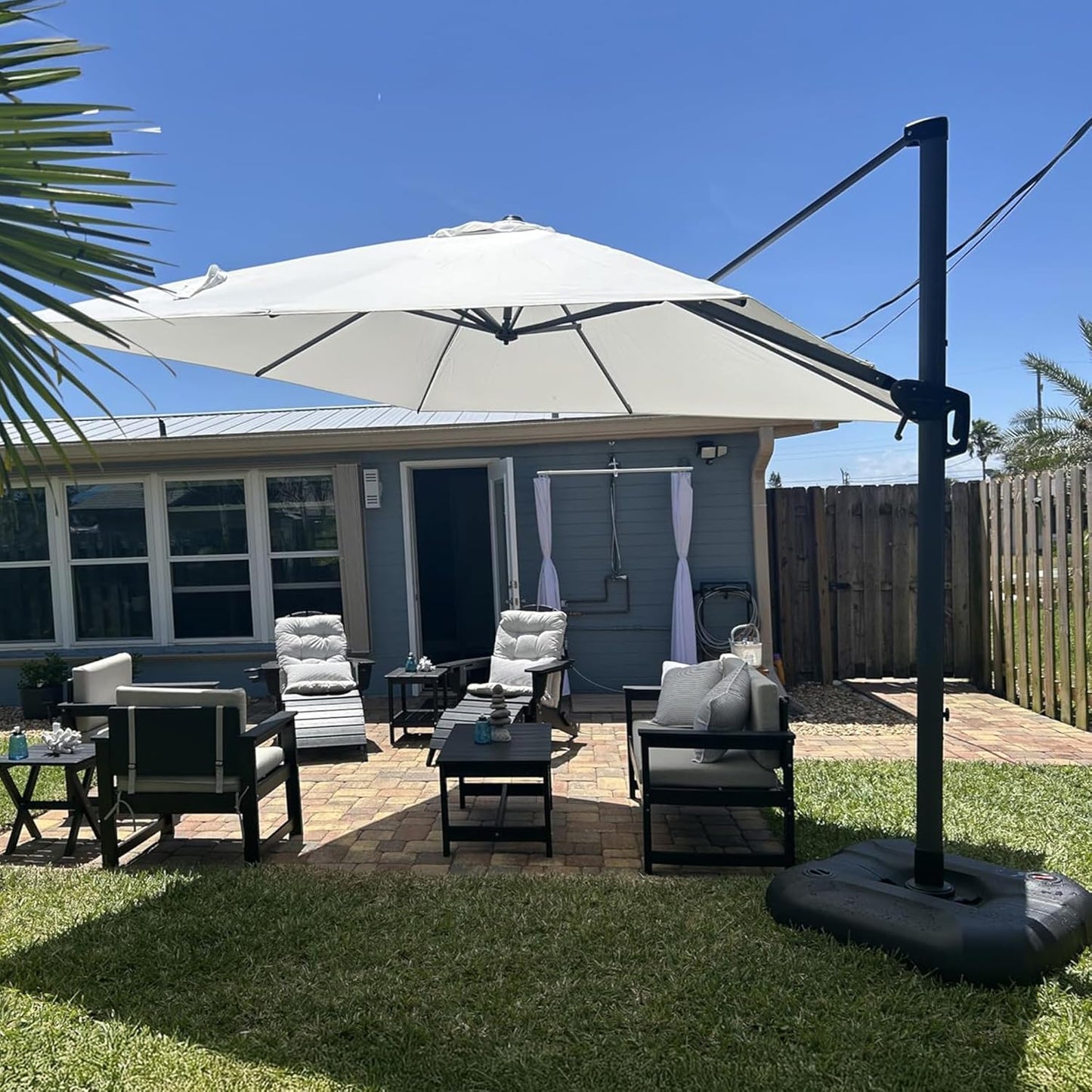 9' X 11.5' Patio Umbrella Outdoor Cantilever Rectangle Umbrella Aluminum Offset Umbrella with 360-Degree Rotation for Garden Deck Pool Patio, Grey