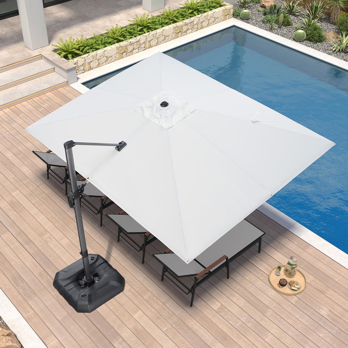 9' X 11.5' Patio Umbrella Outdoor Cantilever Rectangle Umbrella Aluminum Offset Umbrella with 360-Degree Rotation for Garden Deck Pool Patio, Grey