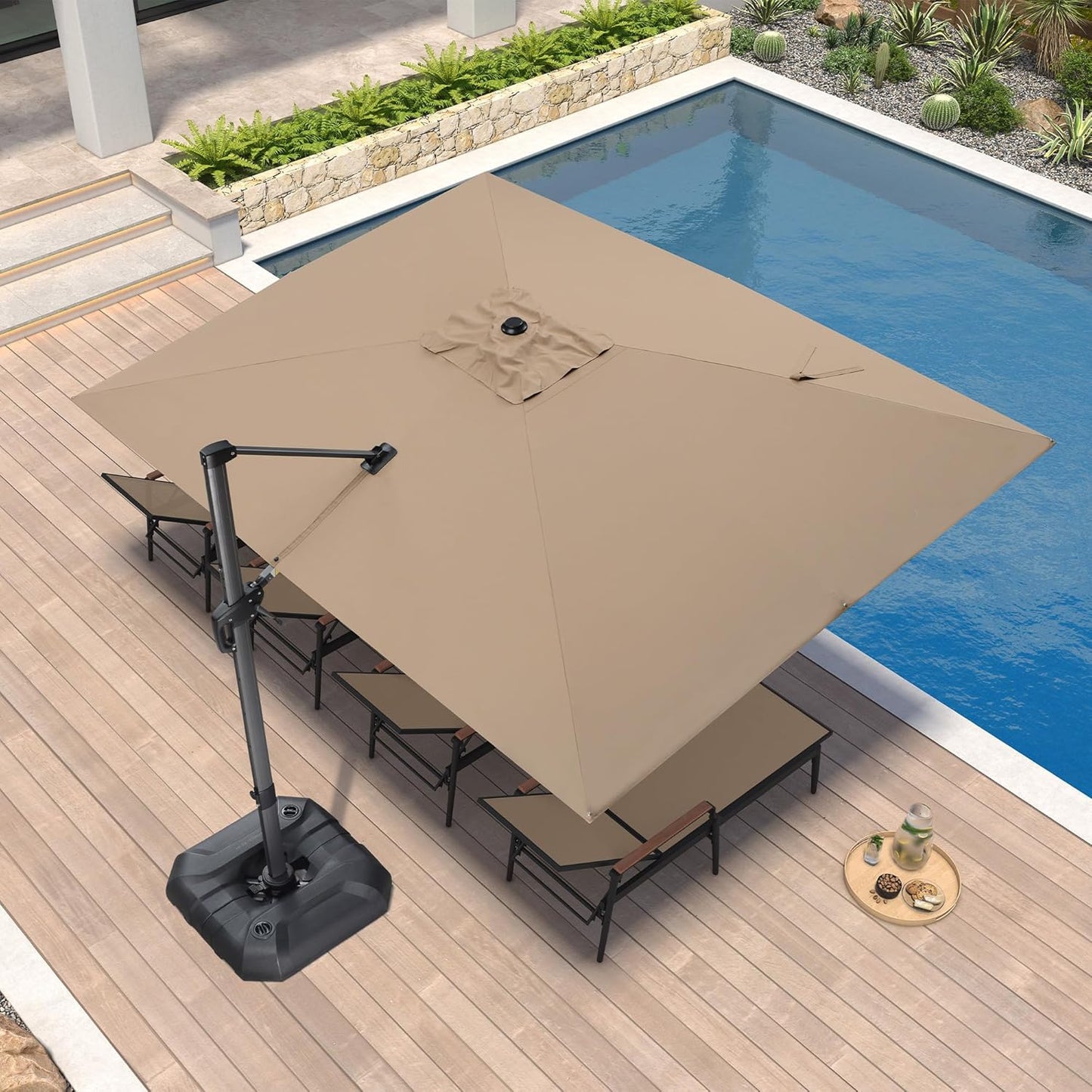 9' X 11.5' Patio Umbrella Outdoor Cantilever Rectangle Umbrella Aluminum Offset Umbrella with 360-Degree Rotation for Garden Deck Pool Patio, Grey