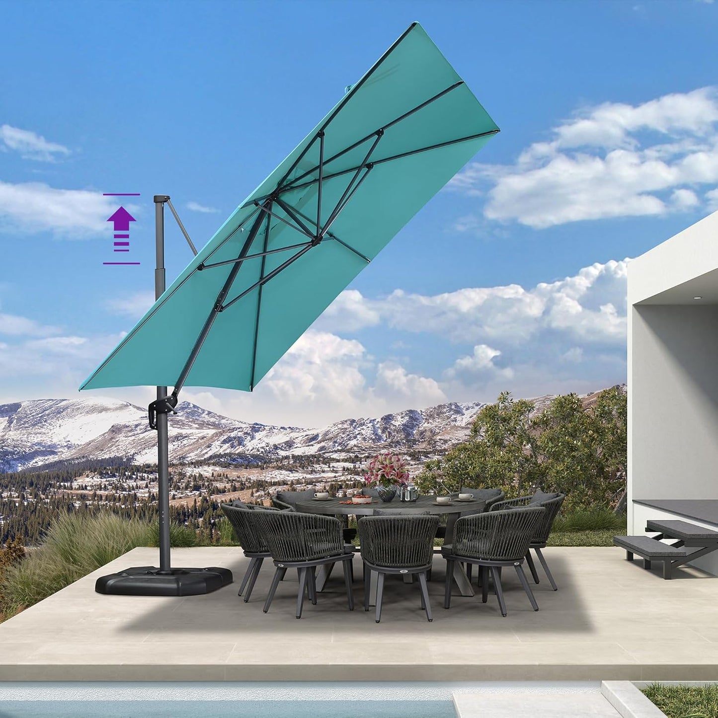 9' X 11.5' Patio Umbrella Outdoor Cantilever Rectangle Umbrella Aluminum Offset Umbrella with 360-Degree Rotation for Garden Deck Pool Patio, Grey