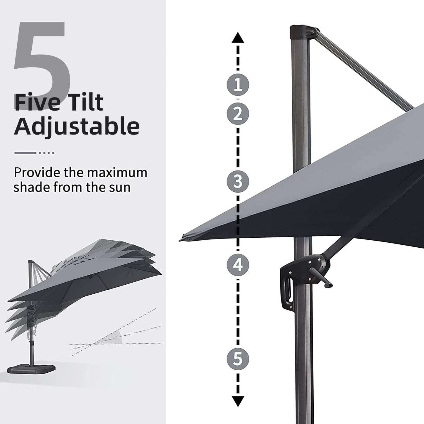 9' X 11.5' Patio Umbrella Outdoor Cantilever Rectangle Umbrella Aluminum Offset Umbrella with 360-Degree Rotation for Garden Deck Pool Patio, Grey