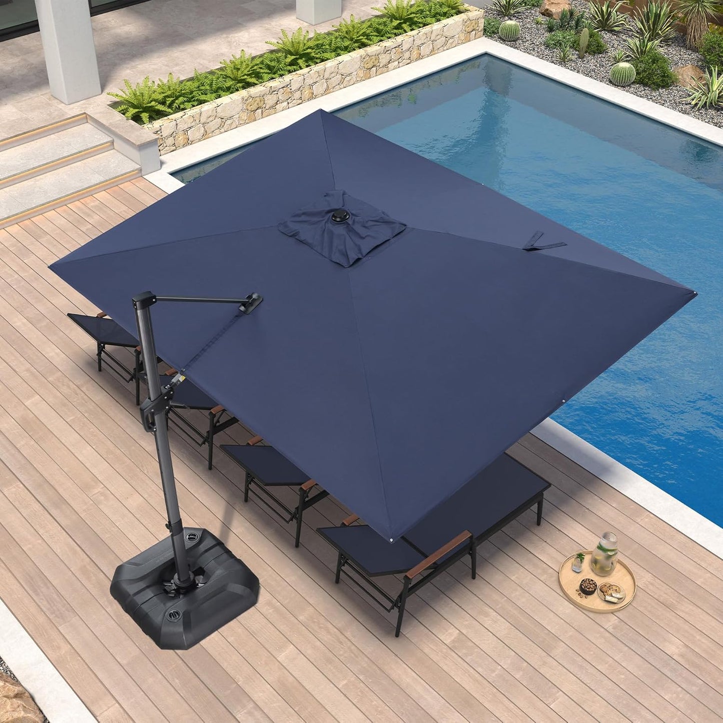 9' X 11.5' Patio Umbrella Outdoor Cantilever Rectangle Umbrella Aluminum Offset Umbrella with 360-Degree Rotation for Garden Deck Pool Patio, Grey