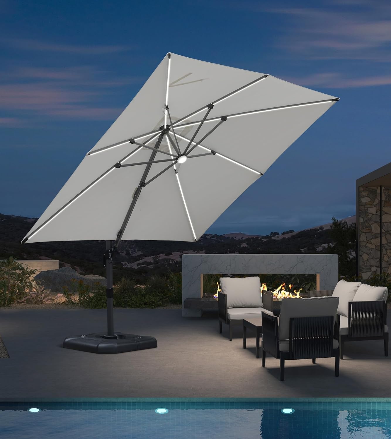 9' X 11.5' Patio Umbrella Outdoor Cantilever Rectangle Umbrella Aluminum Offset Umbrella with 360-Degree Rotation for Garden Deck Pool Patio, Grey