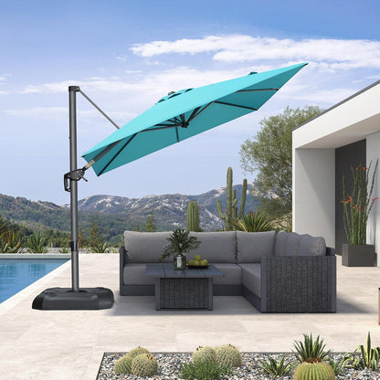 9' X 11.5' Patio Umbrella Outdoor Cantilever Rectangle Umbrella Aluminum Offset Umbrella with 360-Degree Rotation for Garden Deck Pool Patio, Grey