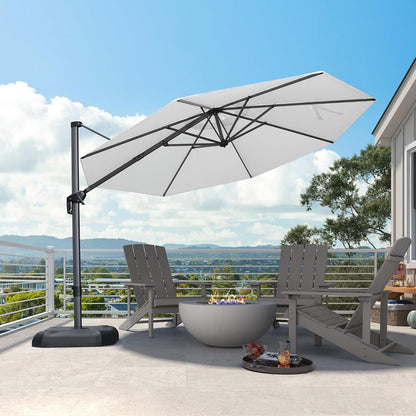 9' X 11.5' Patio Umbrella Outdoor Cantilever Rectangle Umbrella Aluminum Offset Umbrella with 360-Degree Rotation for Garden Deck Pool Patio, Grey