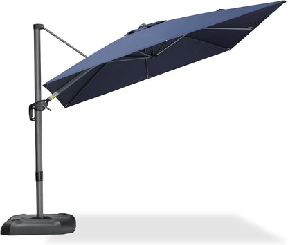 9' X 11.5' Patio Umbrella Outdoor Cantilever Rectangle Umbrella Aluminum Offset Umbrella with 360-Degree Rotation for Garden Deck Pool Patio, Grey