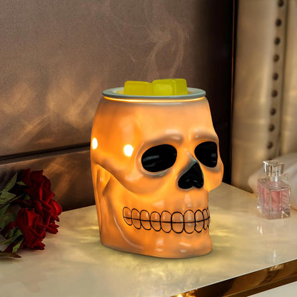 Halloween Wax Melt Warmer, Ceramic Skull Scentsy Wax Warmer for Scented Wax Melts, Electric Wax Melter Warmer for Candle & Fragrance Cubes