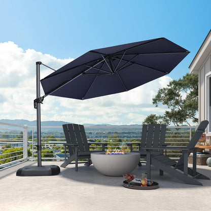 9' X 11.5' Patio Umbrella Outdoor Cantilever Rectangle Umbrella Aluminum Offset Umbrella with 360-Degree Rotation for Garden Deck Pool Patio, Grey