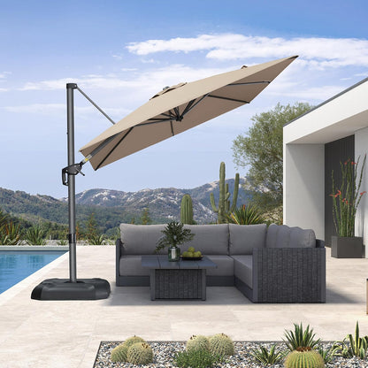 9' X 11.5' Patio Umbrella Outdoor Cantilever Rectangle Umbrella Aluminum Offset Umbrella with 360-Degree Rotation for Garden Deck Pool Patio, Grey