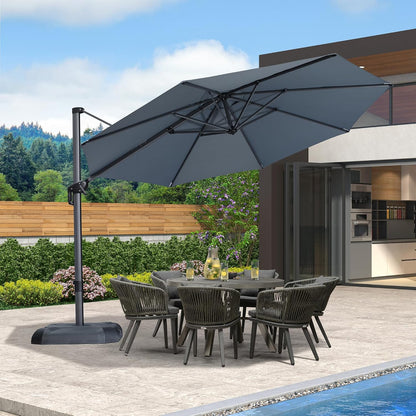 9' X 11.5' Patio Umbrella Outdoor Cantilever Rectangle Umbrella Aluminum Offset Umbrella with 360-Degree Rotation for Garden Deck Pool Patio, Grey
