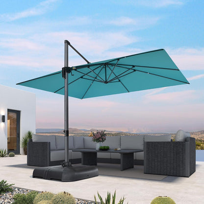 9' X 11.5' Patio Umbrella Outdoor Cantilever Rectangle Umbrella Aluminum Offset Umbrella with 360-Degree Rotation for Garden Deck Pool Patio, Grey