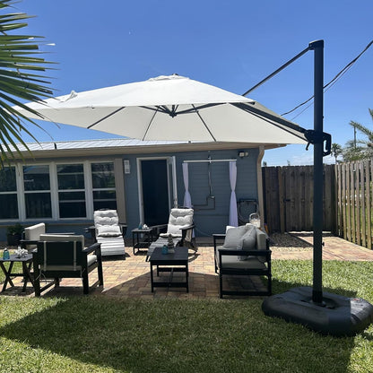 9' X 11.5' Patio Umbrella Outdoor Cantilever Rectangle Umbrella Aluminum Offset Umbrella with 360-Degree Rotation for Garden Deck Pool Patio, Grey
