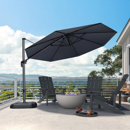 9' X 11.5' Patio Umbrella Outdoor Cantilever Rectangle Umbrella Aluminum Offset Umbrella with 360-Degree Rotation for Garden Deck Pool Patio, Grey